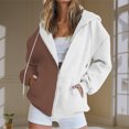 thumbnail image 2 of Timegard Zip up Hoodies for Women Long Sleeve Color Block Sweatshirts Fall Winter Loose Comfy Jacket, 2 of 5