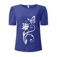 thumbnail image 3 of Gibobby Playera de Verano para Mujer Camiseta manga corta con cuello redondo y estampado flores para mujer(BU1,M), 3 of 5