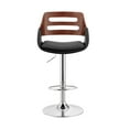 thumbnail image 2 of Armen Living KarterAdjustable Black Faux Leather and Walnut Wood Bar Stool with Chrome Base, 2 of 6