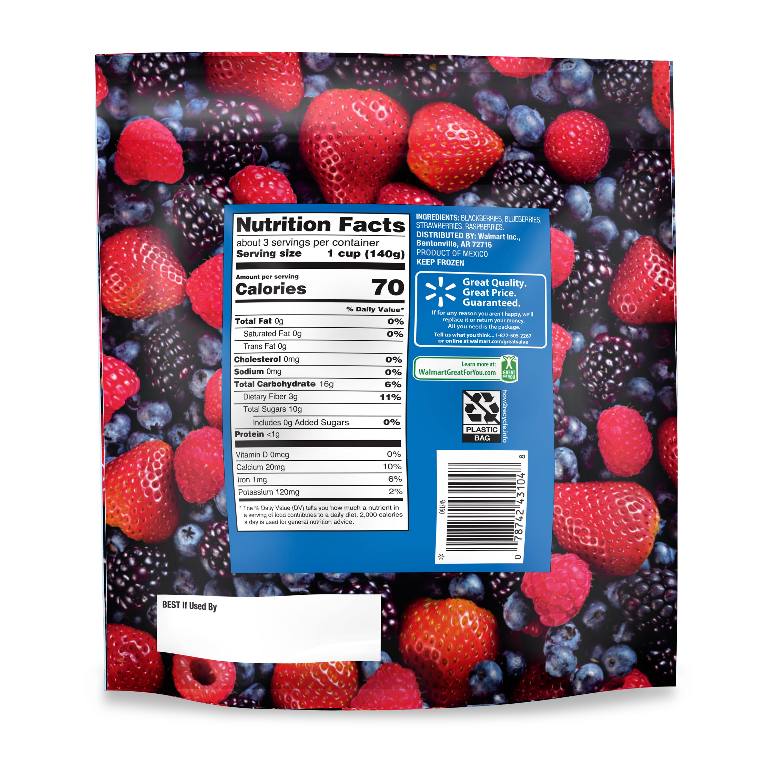 Comprar Berries Great Value Congeladas Mixtas - 1360gr