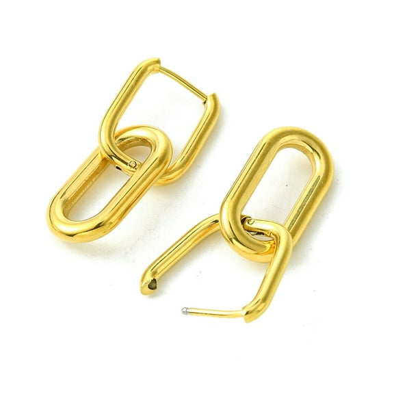 5 pair 304 Stainless Steel Hoop Earrings for Women Real 18K golden Plated 30x12mm