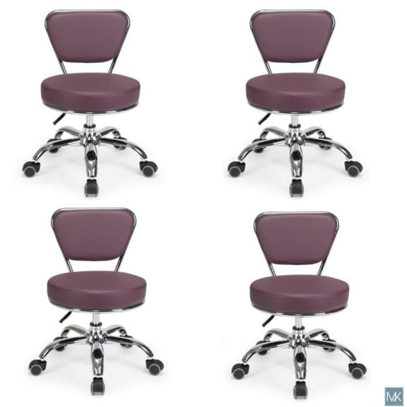 Set of 4 Dayton Pedicure Stool (Burgundy) Pneumatic, Adjustable Height, Perfect for Nail Salon, Pedicure spa