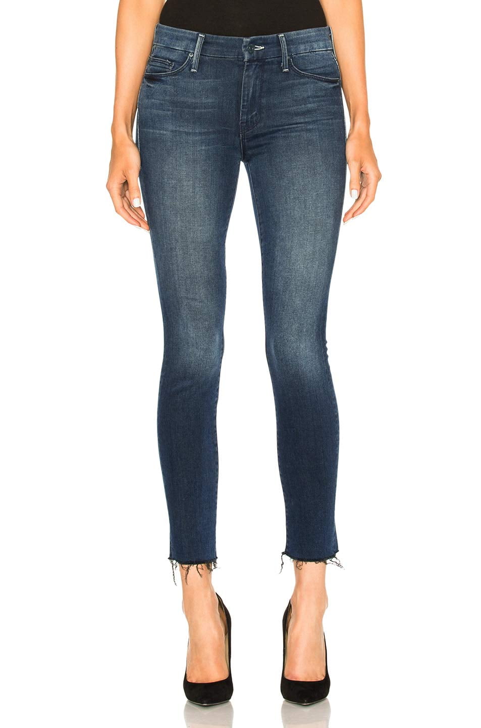 MOTHER Looker Ankle Fray Skinny Jeans Repeating Love - Walmart.com