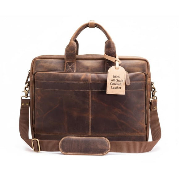 Leather Messenger Bag for Men – 16 Inch Laptop Case, Office Briefcase, Computer Satchel for Laptops, Vintage Leather Carryall for Work or Trave