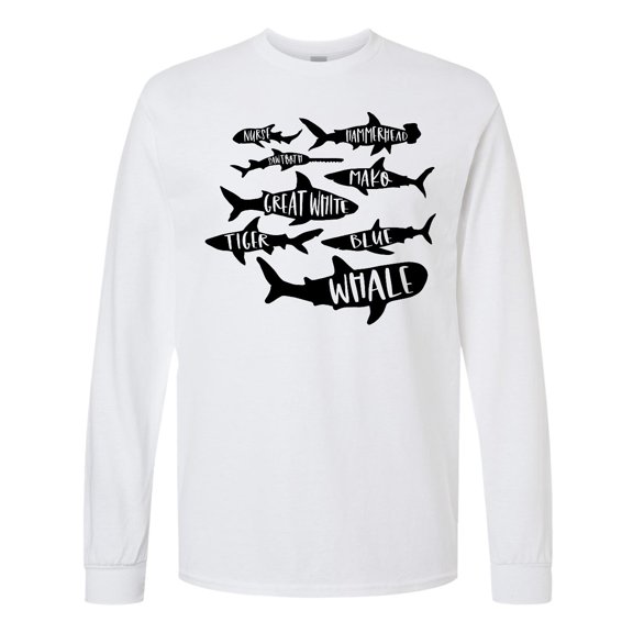 Inktastic Types of Sharks Long Sleeve T-Shirt