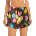thumbnail image 2 of Yiaed Easter eggs Print Women's Running Shorts with Liner 3 Zipper Pockets Elastic Workout Athletic Gym Yoga Shorts-Medium, 2 of 7