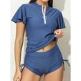 thumbnail image 2 of Sociala Half Zipper Rash Guard for Womens Ruffled Short Sleeve Swim Shirts(No Bottoms), 2 of 6