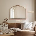 thumbnail image 2 of PERFNIQUE Vintage Mirror, 36" X 30" Arched Antique Baroque Wall Mirror, Gold Traditional Wall Decor, Ornate Wall Decor Anthro Look Alike Mirror for Bathroom Living Room Fireplace Entryway Hallway, 2 of 8