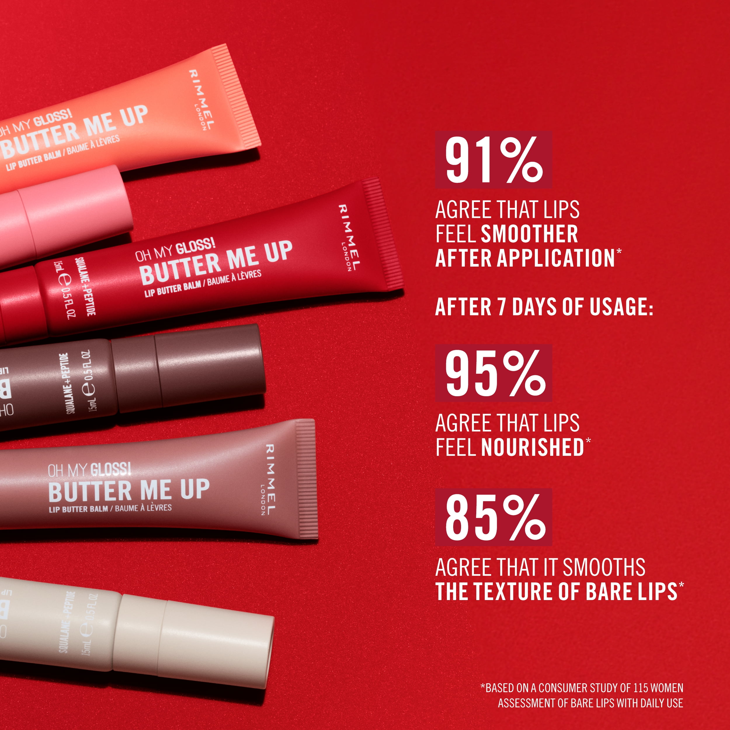 RIMMEL Oh My Gloss! Butter Me Up, 003 Mellow Mocha, 0.5 fl oz