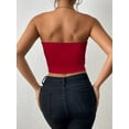 thumbnail image 6 of Womens Tube Tops Strapless Crop Tops Basic Backless Sleeveless Bandeau Going Out Cute 2025 Summer Outfits Wine Red S, 6 of 7