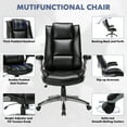 thumbnail image 3 of Colamy High Back Upholstered Black Leather Swivel Executive Office Chair with Flip-up Arms for Adult, 3 of 10