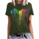 thumbnail image 1 of Camisetas de Manga Corta para las Mujeres Impresas Cuello Redondo Casual Camiseta, 95% Poliéster 5% Spandex Vintage Ligero Top para Diario, Fiesta Y Primavera, 1 of 5