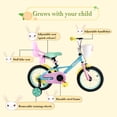 thumbnail image 5 of RULLY 16" Kids Bike for 4 5 6 7 Years Girls 41-53 inch Tall, Girls Toddler Bicycle with Training Wheels, Doll Bike Seat & Coaster Brake, Rainbow Bike, Macarons, 5 of 7