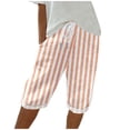 thumbnail image 1 of Plebaso Women's Striped Knee Length Shorts Drawstring Casual Shorts Loose Lounge Short Pants with Pockets, 1 of 4