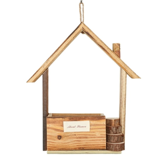 BToBackyard Wall Hanging Pot Windowsill Kitchen Balcony Garden Decorate Decoration 29*23*20cm Humanity Design Wood Flower Basket