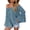 Blue, variant on Women Casual Off Shoulder Long Sleeve Blouse Bell Sleeve Solid Color Loose Shirt Top