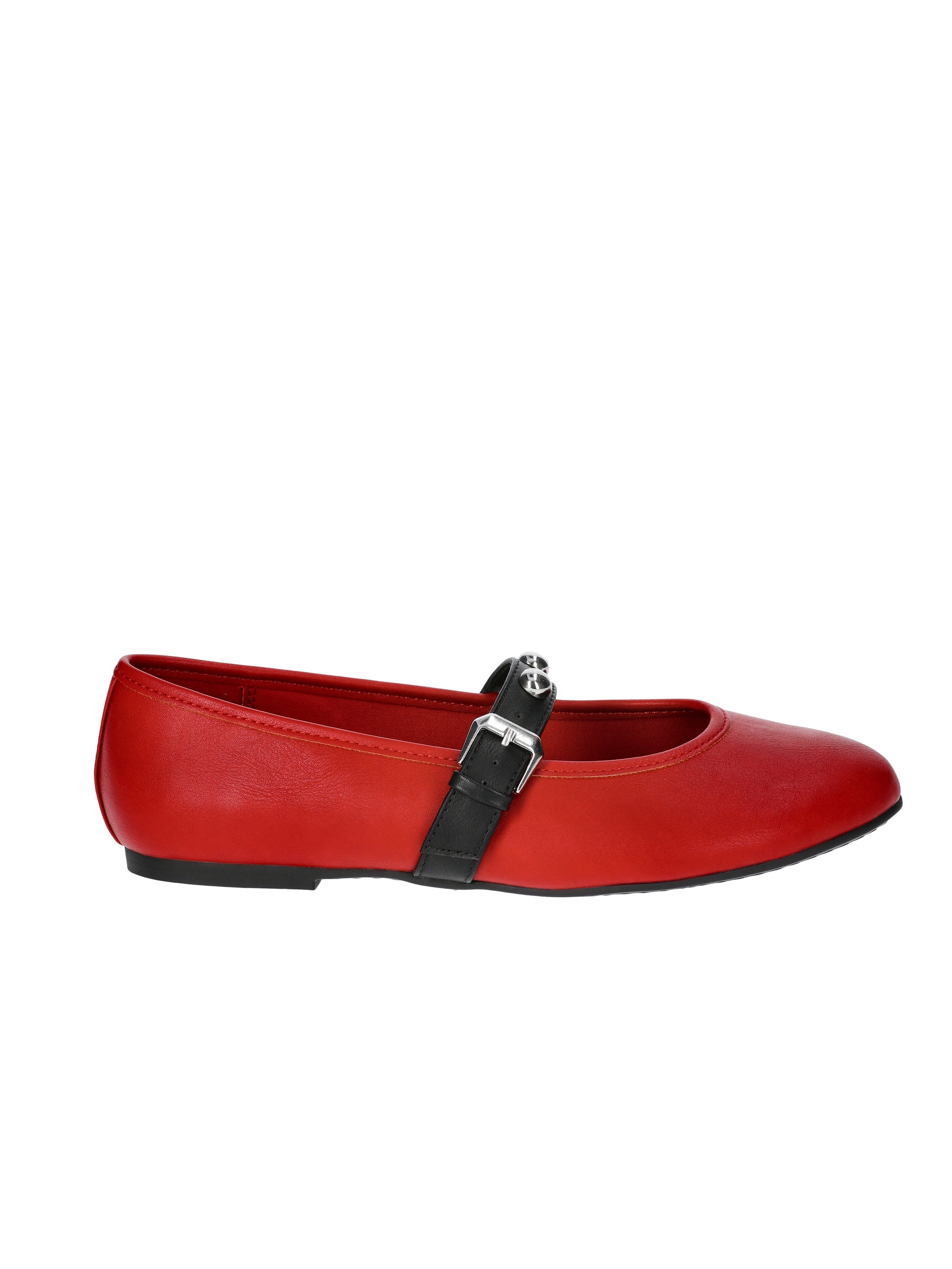 No Boundaries Women's Faux Leather Mary Jane Flats with Studs