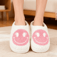 thumbnail image 4 of BERANMEY Cute Smile Face Slippers for Women Perfect Soft Plush Comfy Warm Slip-On Happy Face Slippers fo Women Indoor fluffy Smile House Slippers for Women and Men Non-slip Fuzzy Flat Slides, 4 of 9