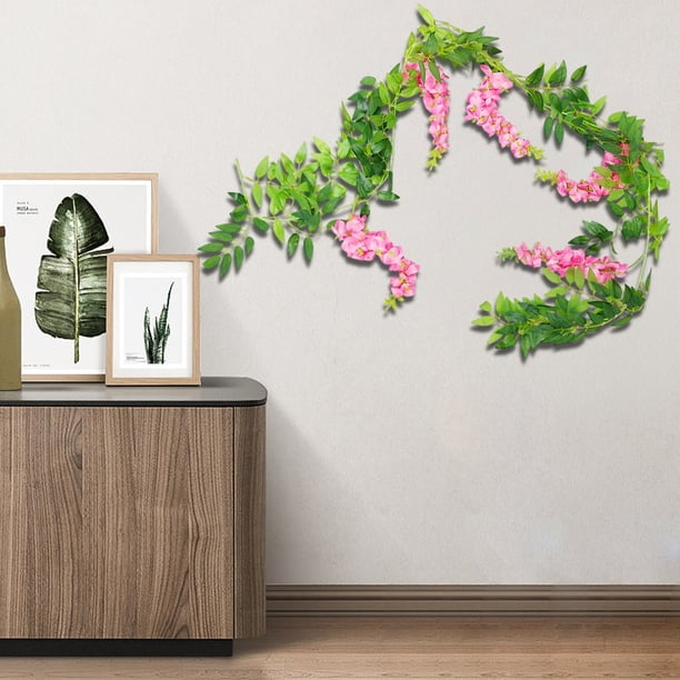 Glicinias artificiales - enredaderas de seda de 70,8" con alambre flexible para bodas y decoración del hogar - verde, blanco, tinta