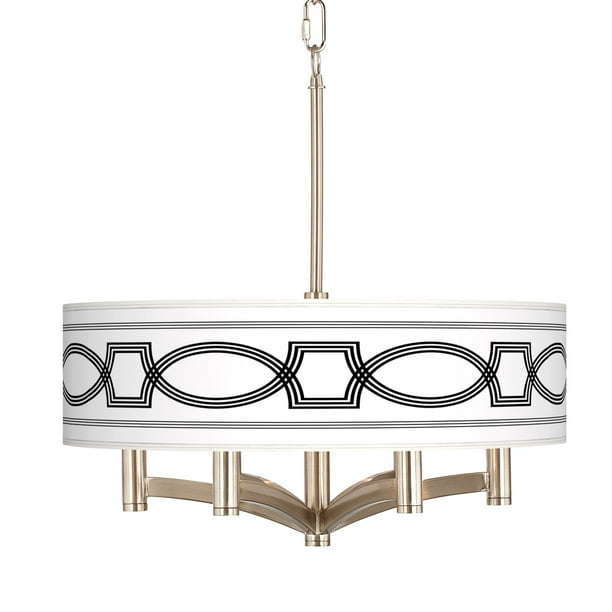 Giclee Glow Concave Ava 6 Light Nickel Pendant Chandelier Com Light Nickel Pendant Chandelier, Craftsman Mosaic Ava 6 Light Nickel Pendant Chandelier