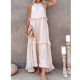 thumbnail image 2 of Summer Beach Casual Sleeveless Dress Ruffles Halter Solid Color Dresses for Vacation Trip Beach Seaside Honeymoon, 2 of 5