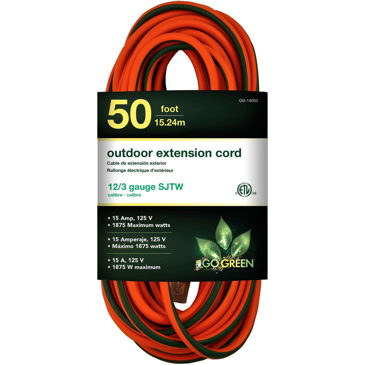 GoGreen Power 12 3 50' GG-14050 Heavy Duty Extension Cord, Lighted End by GoGreen Power