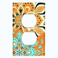 thumbnail image 2 of Metal Light Switch Plate Cover Orange Teal Flower Mandala Tile Pattern MDL016, 2 of 13