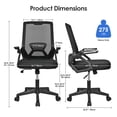 thumbnail image 4 of Flip-up Arms Office Desk Chair, Height Adjustable Mesh Executive Swivel Computer Task Chair with Lumbar Support, Black, 4 of 8