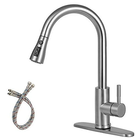 Pull Down Kitchen Faucet Permande Stainless Steel Single Handle Faucets Pull Out Sprayer 360 Degree Swivel High Arch Commercial Brushed Nickel Sink Faucets With Deck Plate Lead Free Walmart Canada