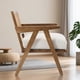 thumbnail image 4 of Yeshouse Sillón moderno de mediados de siglo con respaldo de ratán, patas de madera y tapizado de lino. Cómodos sillones tapizados para sala de estar, dormitorio y oficina, 4 of 8