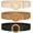 B-black+light Brown+light Beige, variant on 3 Pack Women Straw Woven Elastic Belts Wide Stretch Raffia Waist Belt for Summer Dress
