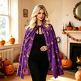 thumbnail image 2 of HOWPAY Halloween Capes For Adults Print Tie Front Hooded Cape Shawl Party Cloak Stage Cosplay Outfit For Holiday Masquerade Event Halloween Costumes One Size, 2 of 7