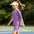 thumbnail image 6 of Iyufng Old Girls 2 Piece Outfits Summer Casual Sets Solid Color V-Neck Short Sleeve Top and Shorts 4-15 Years, 6 of 7