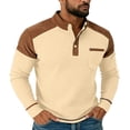 thumbnail image 4 of Men's Solid Color Long-Sleeved Stand-Up Collar Button-Up with Fake Pocket Patchwork Jacket, Classic Soft Fabric with Zipper Pocket for Outdoor Work Sports, 4 of 8