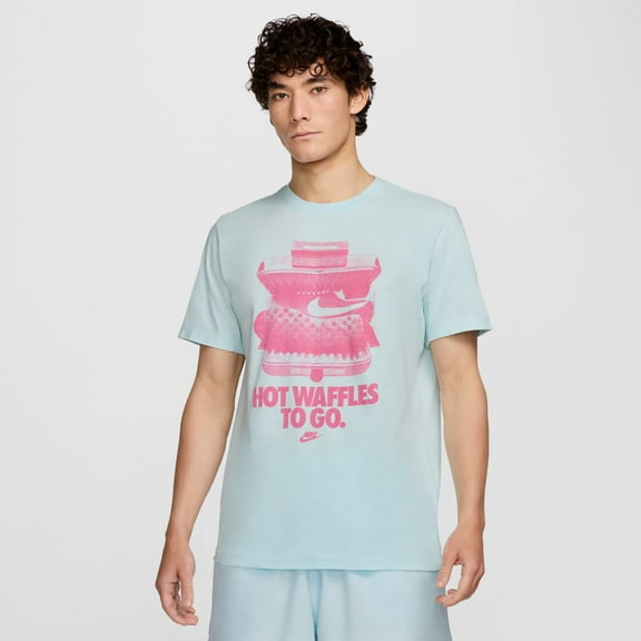 Men's Nike Hot Waffles to Go Graphic Sportswear T-Shirt Color: Glacier Blue Size: S