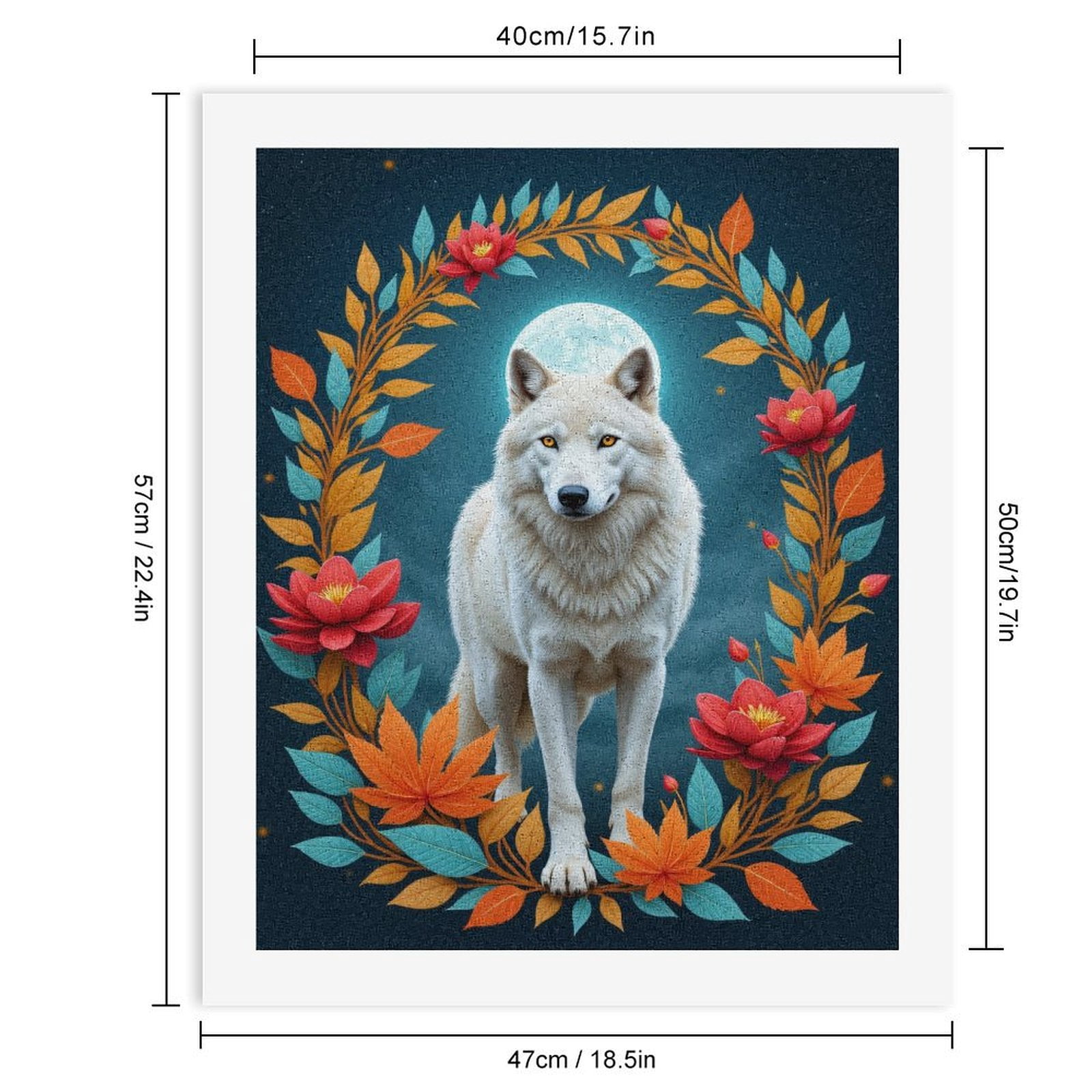Paint By Numbers Kit for Adults Beginner - DIY Wolf Moon Floral Night Art Canvas Painting Kits for Adults, Frameless Paint By Number for Adults for Home Wall Decor 16x20 Inch