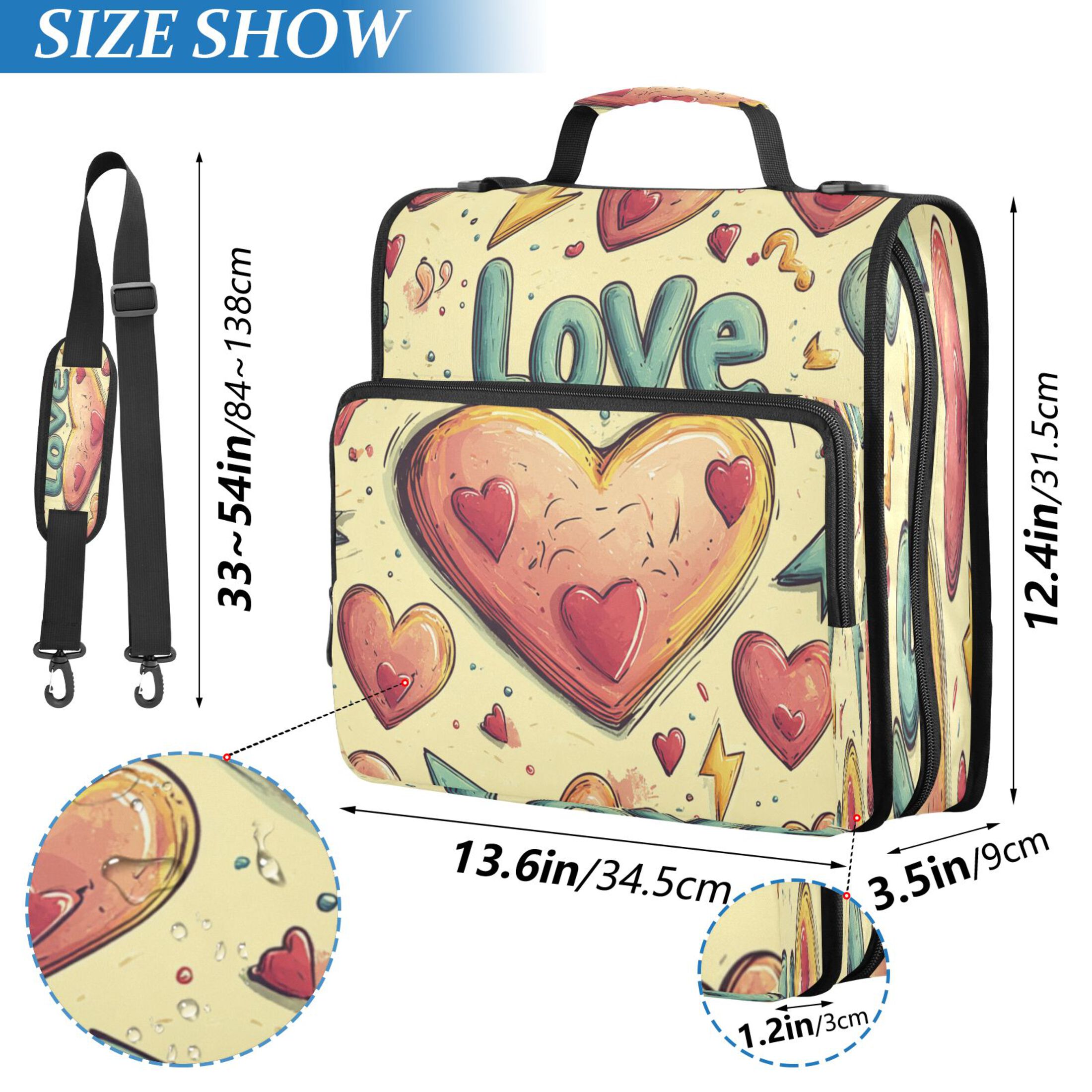 YAZAOO Zipper Binder trapper keeper Documents Organized Design Heartfelt Whimsy Printed