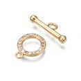 thumbnail image 4 of 30 set Brass Micro Pave Clear Cubic Zirconia Toggle Clasps Nickel Free Ring Real 18K golden Plated Ring: 12.5x10.5x2mm Bar: 17x6x3mm Jump Ring: 5x1mm 3mm inner diameter, 4 of 4