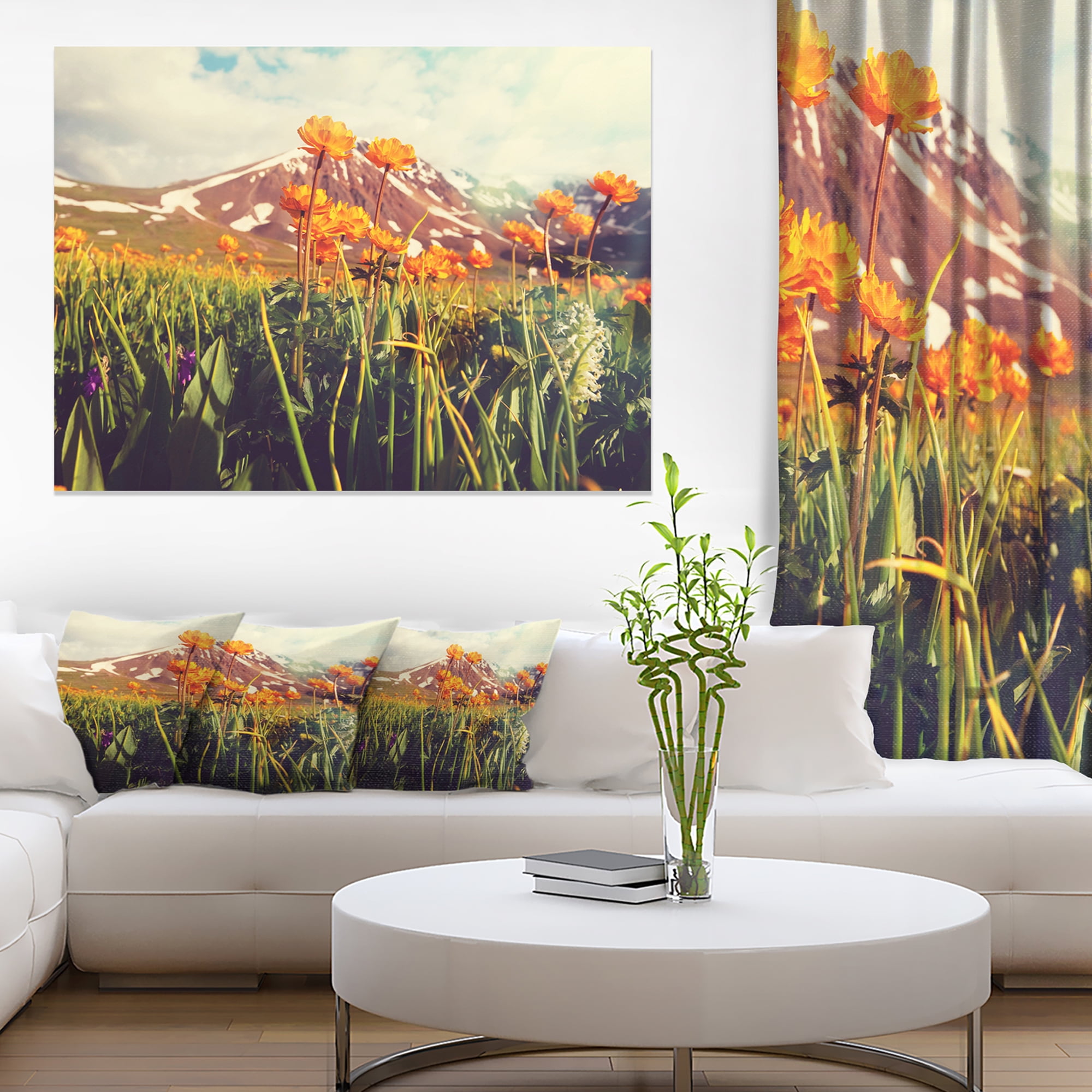 Fantastic Yellow Flowers In Meadow Large Flower Canvas Wall Art