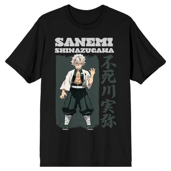 Demon Slayer Sanemi Shinazugawa Adult Black Crew Neck Short Sleeve T-shirt-Medium