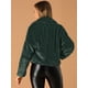 thumbnail image 5 of Abrigo mullido de piel sintética con solapa de muesca y chaqueta recortada para mujer Otoño Invierno Verde oscuro M, 5 of 6