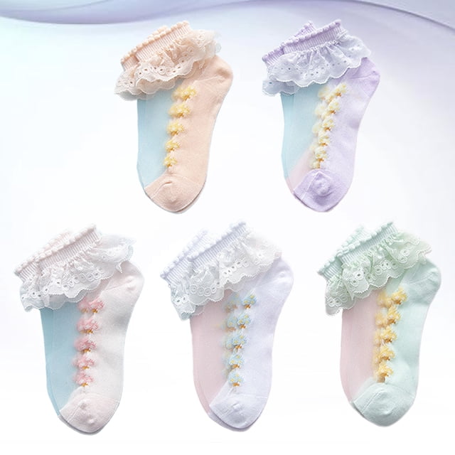 Houderco 5 Pares De Calcetines Cortos Con Encaje Cómodos Para Usar Con Zapatillas