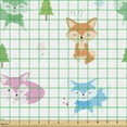 thumbnail image 2 of Ambesonne Fox Fabric by the Yard Upholstery, Pine Tree and Fox Graphic, 1 Yard, White Multicolor, 2 of 5