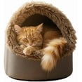 thumbnail image 6 of Cat Caves for Indoor Cats, 2026 New Soft Winter Warm Pet Cave Bed, Removable Cushion Warming Pets Cozy Enclosed Cat House with Non-Slip, Cozy Indoor Nest for Cats and Small Dogs (Brown, M), 6 of 10