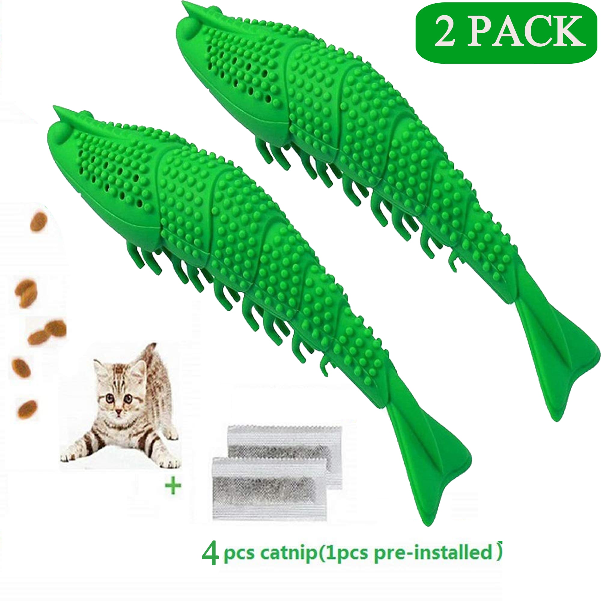 2 Pack Cat Toys Interactive,Cat Toothbrush Chew bite Resistant Toy