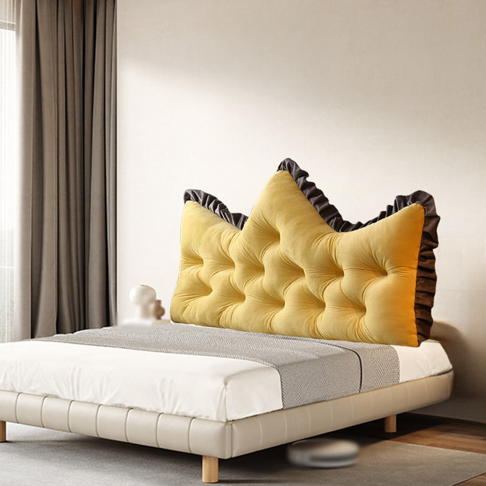 Velvet Headboard Wedge Pillow King Double Size Backrest Cushion for Bed with Removable Washable Cover Bedside Support Bolster Reading Pillow for Daybed Bunk Bed Dorm