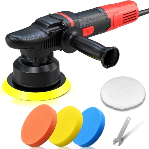 Buffer Polisher,6 inch Dual Action Polisher,Random Buffer Polisher kit with 6 Variable Speed 1000-4500rpm,Detachable Handle,4 Buffing Pads for  detailing Polishing and Waxing