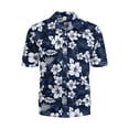 thumbnail image 4 of Camisa de playa de manga corta para hombre, camisa informal a la moda con botones y cuello vuelto, estampado para vacaciones de verano, azul y blanco M, 4 of 7