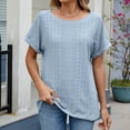 thumbnail image 7 of Timegard Tops for Women Eyelet Round Neck Roll Short Sleeve Loose Comfy Solid Color Beach Casual Tee, 7 of 7