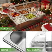 Miumaeov Countertop Food Display Container Ice Food Serving Tray 6 Pans Chilled Buffet Condiment Dispenser Appetizer Spice Fruit Cold Serving